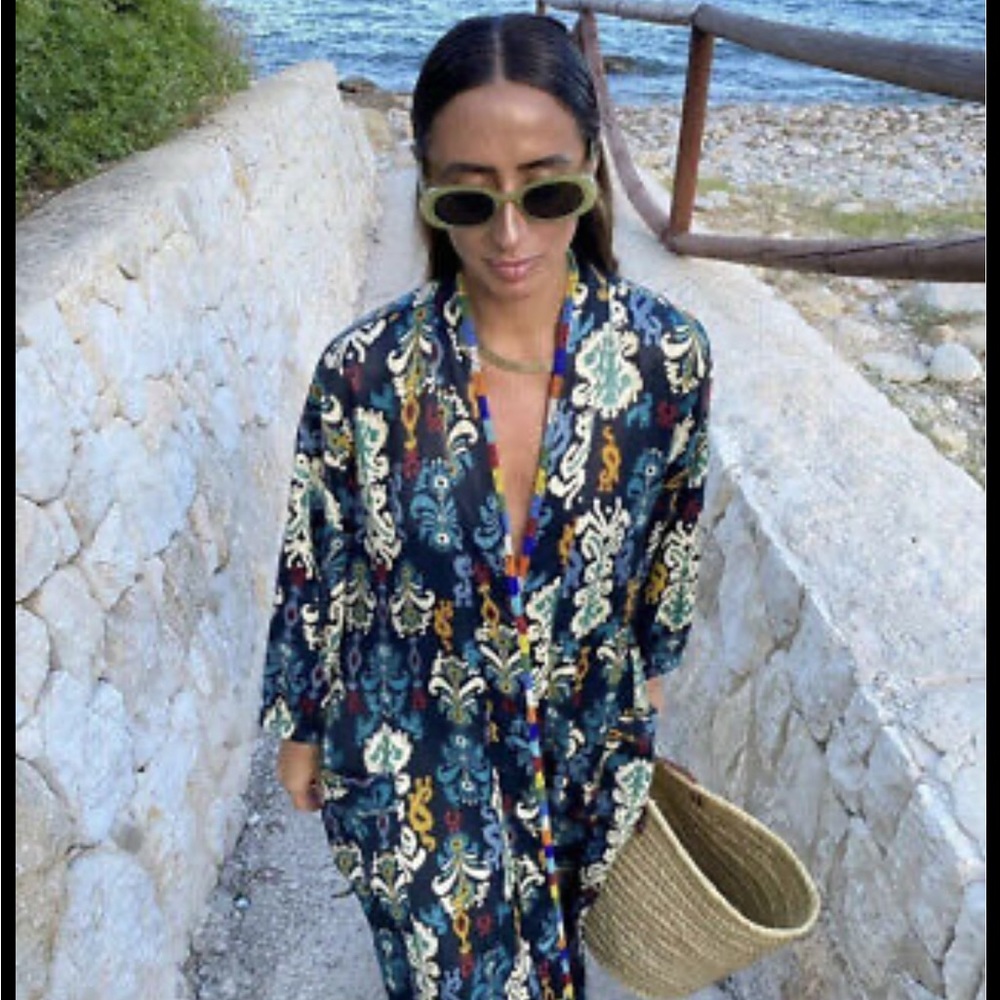 Blogger Favorite Paisley Zara Silken Belted Overcoat / Coverup! NWT!